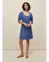 Whistles - Tara Scoop Linen Mix Dress - Lyst