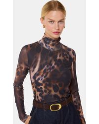 Whistles - Misty Leopard Mesh Top - Lyst