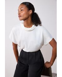 Whistles - Cowl Neck Short Sleeve Blouse - Lyst