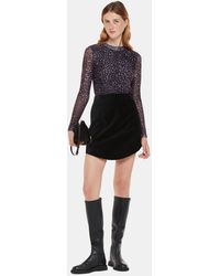 Whistles - Velvet Curved Hem Mini Skirt - Lyst