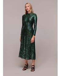 Whistles - Minimal Sequin Midi Dress - Lyst