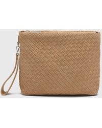 Whistles - Avah Woven Suede Zip Clutch - Lyst