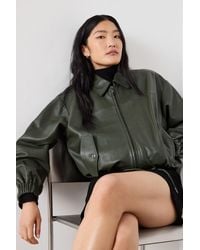 Whistles - Frida Leather Bomber Jacket - Lyst