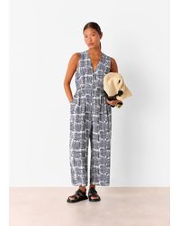Whistles - Petite Hatch Squares Jumpsuit - Lyst