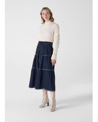 Whistles - Hilde Tiered Denim Skirt - Lyst