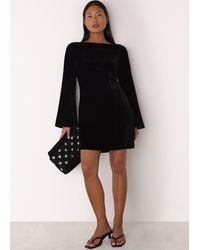Whistles - Petite Velvet Flare Sleeve Dress - Lyst