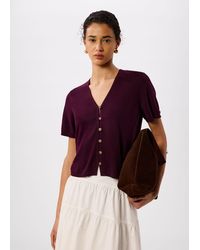 Whistles - Short Sleeve Button Front Knit - Lyst