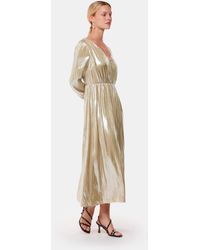 Whistles - Metallic Wrap Front Dress - Lyst