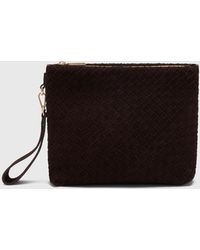 Whistles - Avah Woven Suede Zip Clutch - Lyst