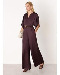 Whistles - Satin Short Sleeve Jumpsuit - Lyst