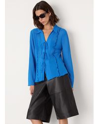Whistles - Tie Front Textured Shirt - Lyst