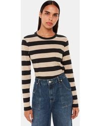 Whistles - Stripe Crew Neck Pocket Top - Lyst