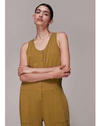 Whistles - Jersey Button Front Jumpsuit - Lyst