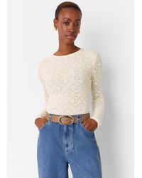 Whistles - Jersey Lace Long Sleeve Top - Lyst