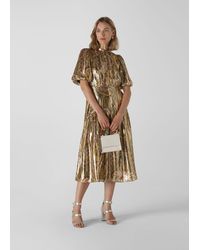 whistles textured belted midi dress