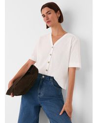 Whistles - Ella V Neck Button Through Tee - Lyst