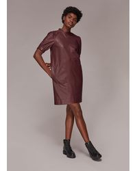 Whistles - Puff Sleeve Leather Dress - Lyst