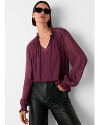 Whistles - Tie Neck Detail Sheer Blouse - Lyst