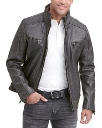 Wilsons Leather Quilted Leather Jacket With Accordion Sides - Black