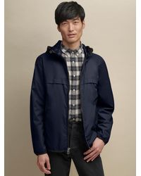 Wilsons Leather Hooded Windbreaker Jacket - Blue