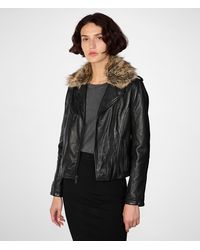 Wilsons Leather - Zoe Moto Jacket With Faux Fur Collar - Lyst