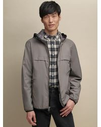 Wilsons Leather Hooded Windbreaker Jacket - Gray
