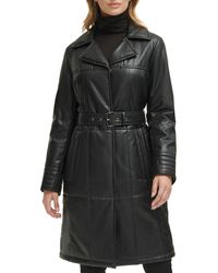 Wilsons Leather - Quilted Faux Leather Belted Trench - Lyst