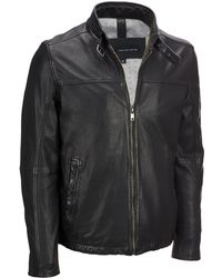 Wilsons Leather Buckle Collar Lamb Jacket - Black
