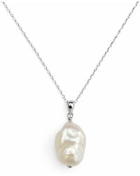 Pearl Code - Iconic Pendant Rhodium-Plated Chain Necklace With Freshwater Baroque Pearl - Lyst