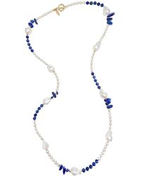 Farra - Baroque Pearls With Lapis And Kyanite Long Necklace - Lyst