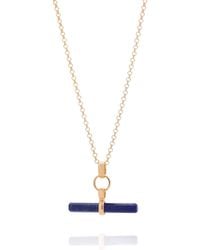 Nellou Jewellery - Lapis T Bar Necklace Plated Sterling - Lyst