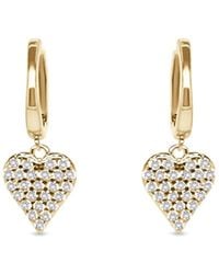 Clemence Wren - Sparkly Heart Charm Hoop Earrings - Lyst