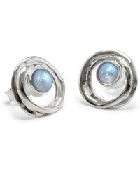 Isla Silver - Handmade Sterling Moonstone Stud Earrings - Lyst