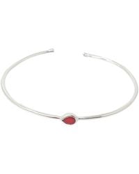 Harfi - Minimalist Sterling Garnet January Birthstone Bangle Bracelet - Lyst