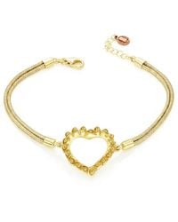 Unaloe - Heart Of Roses Vermeil Bracelet With Double Snake Chain – Italian Handmade Heart Jewelry For - Lyst