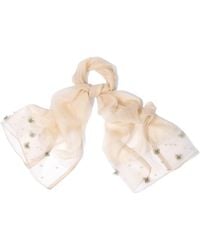 Saachi - Butterfly Detail Silk Ivory Scarf - Lyst
