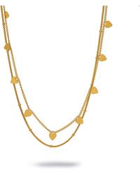 Ebru Jewelry - Golden Hearts Layered Charm Necklace - Lyst