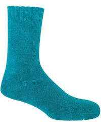 Peper Harow - Made in England - Ribbed Cuff Bed Socks – Aqua - Lyst