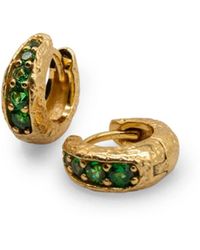 Claire Hill Designs - Emerald Huggie Hoop Earrings - Lyst