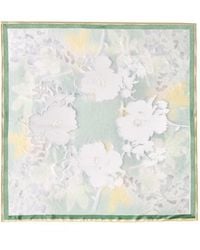 Asyii - Neutrals Printed Floral Devore Silk Square - Lyst