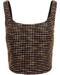 AVENUE No.29 - Tweed Cropped Blouse With Metallic Zipper - Lyst