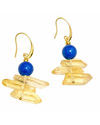 Way to Chic - Neutrals Quartz Earrings With Agate Gemstone - Lyst
