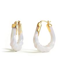 Gold & Honey - Pearl Rope Twist Oval Lucite Birthstone Hoop Earrings - Lyst
