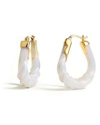 Gold & Honey - Pearl Rope Twist Oval Lucite Birthstone Hoop Earrings - Lyst