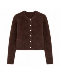 Yumi' - Eyelash Knit Cropped Cardigan - Lyst