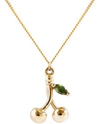 Lee Renee - Cherry & Tourmaline Leaf Necklace - Lyst