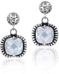 Unaloe - Sterling Crystal Drop Earrings With Ornamental Engraved Design Jewelry For - Lyst