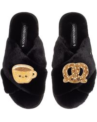 Laines London - Classic Slippers With Laines Lovables Hot Chocolate & Pretzel Brooches - Lyst