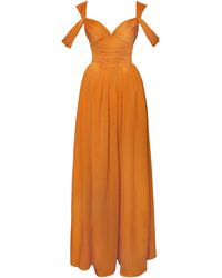 Miss Circle New York - Jelani Layered Mesh High-Slit Drape Maxi Dress - Lyst
