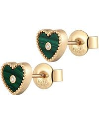 Larisa Beaumont - Mini Malachite Heart Stud Earrings - Lyst